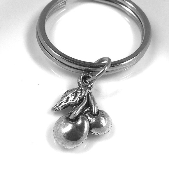 Miniature Tiny Cherries Fruit Lovers Charm Charm Gift Key ring Keychain - Picture 1 of 2
